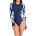 thumbnail image 4 of Women Long Sleeve Rash Guard UV Sun Protection Zip Front Swimsuit Shirt Printed Summer Beach Surfing Shirt Top Swimming Clothing, 4 of 5