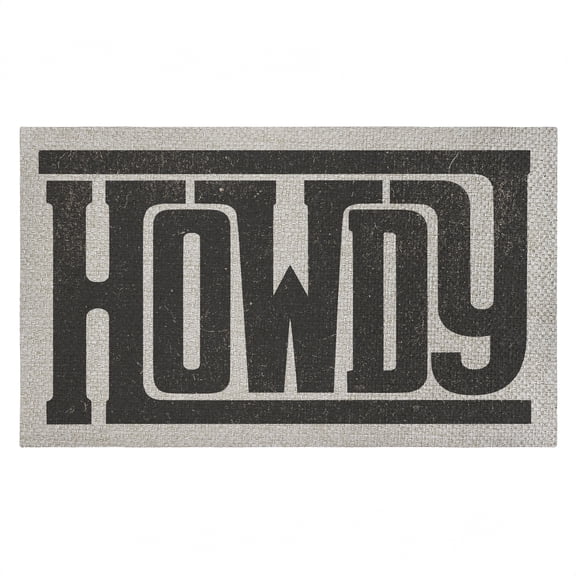 Bold Western Howdy Greeting Outdoor Door Mat, design by Sisi and Seb, 18"x30"
