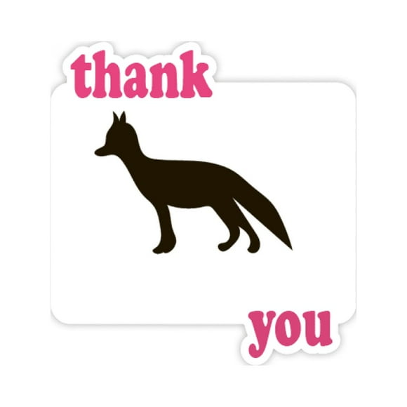 Black Fox Cute Animal Portrayal Thank You Stickers Quote Grateful