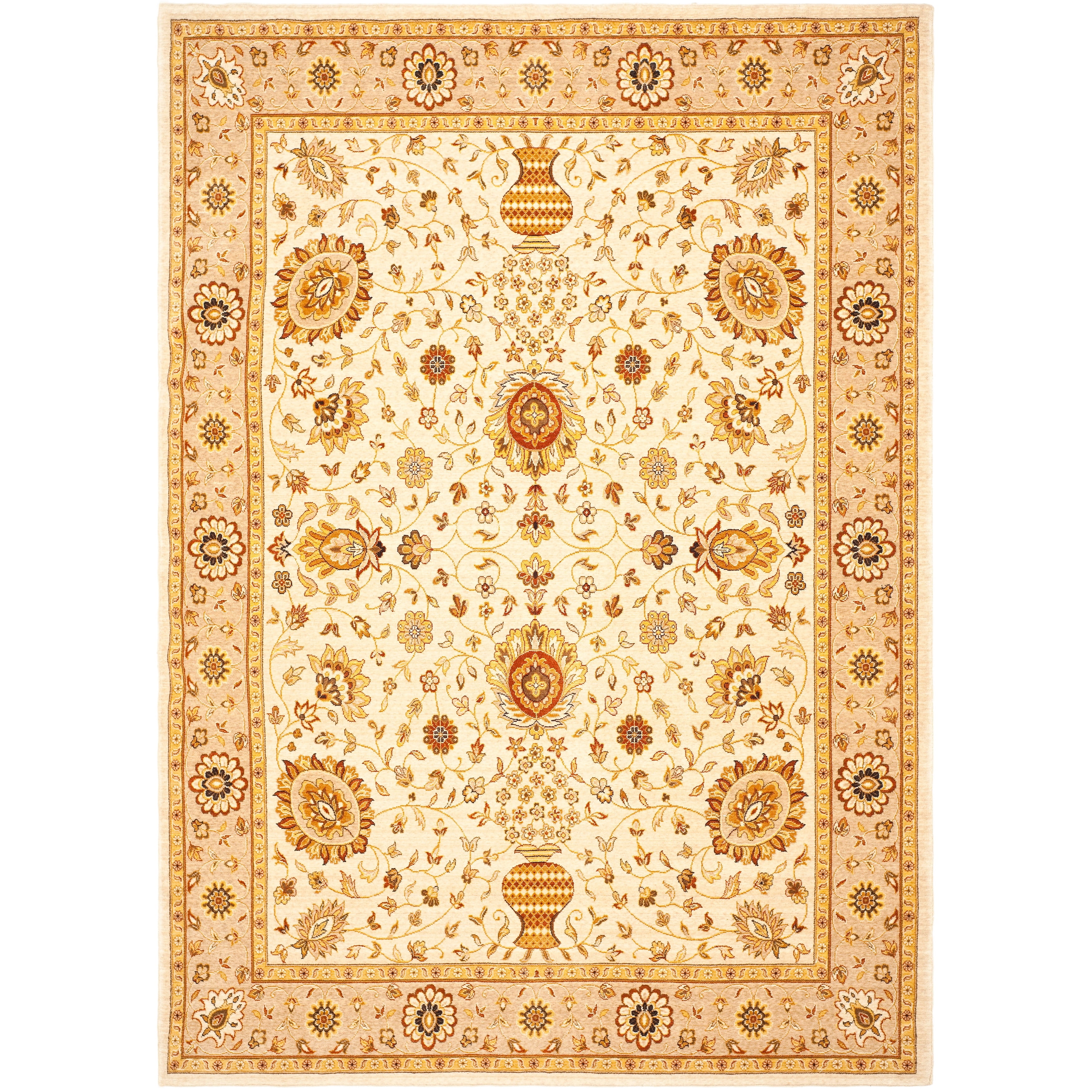 SAFAVIEH Tuscany Cory Floral Bordered Wool Area Rug, Brown/Light Blue, 8' x 11'2"