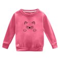 thumbnail image 2 of Spazoro Girls Crew Neck Long Sleeve Sweatshirt, Stretchable Breathable Cat Print Lightweight Casual Pullover Tops for Fall Daily School Wear Hot Pink Size 3-4T, 2 of 6