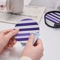 thumbnail image 6 of 6 Pce Leather Coasters 3.9in With Coasters Storage Box Antifouling And Antiscalding For Dining Room Kitchen Office Bedroom Living Room Violet Stripe_1, 6 of 8