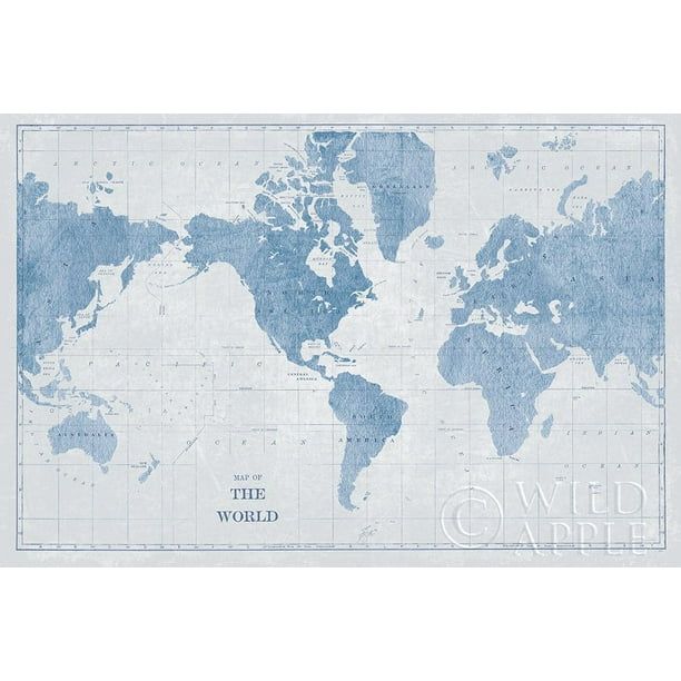 World Map White And Blue Poster Print By Sue Schlabach Walmart Com Walmart Com