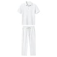 thumbnail image 7 of Awwp Men's Linen 2 Piece Outfits Short Sleeve Shirts & Long Pants Set Casual Loose Summer Matching Vacation Suit White Size: 2Xl, 7 of 7