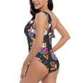 thumbnail image 4 of Easygdp Cat Icecream Women's One Shoulder Ruffle Monokini Bathing Suits with Removable Chest Pad, Quick Drying - Small, 4 of 8