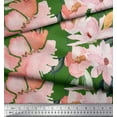 thumbnail image 2 of Soimoi Green polyester Crepe Fabric Leaves & Magnolia Floral Print Sewing Fabric Yard 52 Inch Wide, 2 of 5
