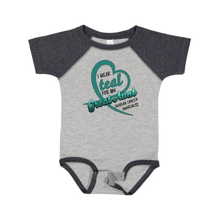 

Inktastic I Wear Teal for My Great Aunt Heart Ribbon Ovarian Cancer Gift Baby Boy or Baby Girl Bodysuit
