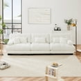 thumbnail image 3 of Gewnee White Chenille 3-Seater Sectional Sofa Modular Deep Seat Sofa Couch , Sofa Soft Comfy Upholstered Furniture for Living Room, 3 of 14
