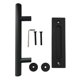 thumbnail image 5 of Manija para puerta corrediza de granero de 12 pulgadas, juego de herrajes para tirar y al ras, estilo rústico de hierro fundido macizo, negro/garajes, 5 of 5