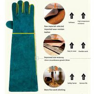 Anti-Bite Handling Gloves for Animals, Leather Safety Work Gloves for Bathing, Grooming, Handling Dogs, Cats, Birds, Snakes, Lizards, Reptiles - Protective Gloves