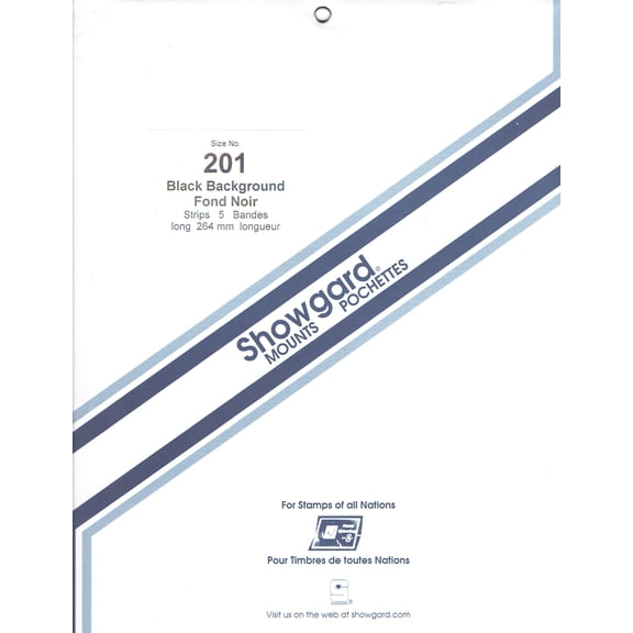 Showgard Stamp Mounts Size 201 Strip Black