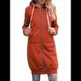 thumbnail image 3 of Sudadera con Capucha y Cremallera para Mujer, Chaqueta Informal de Larga para Otoño, Chaquetas Largas de Otoño con Bolsillos, Túnica Naranja M, 3 of 9