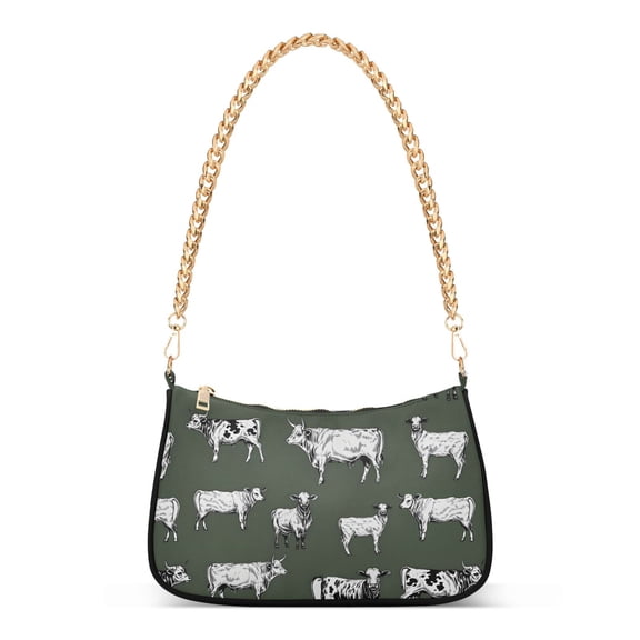 ALAZA Vintage Cows Women's Chain Shoulder Bag Hobo Handbag Tote Crossbody Purse