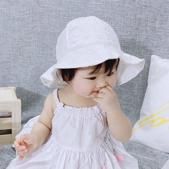 OULII 1Pack Bonnet for Newborn Baby Girl White Fisherman Hat Head Protector for Infants