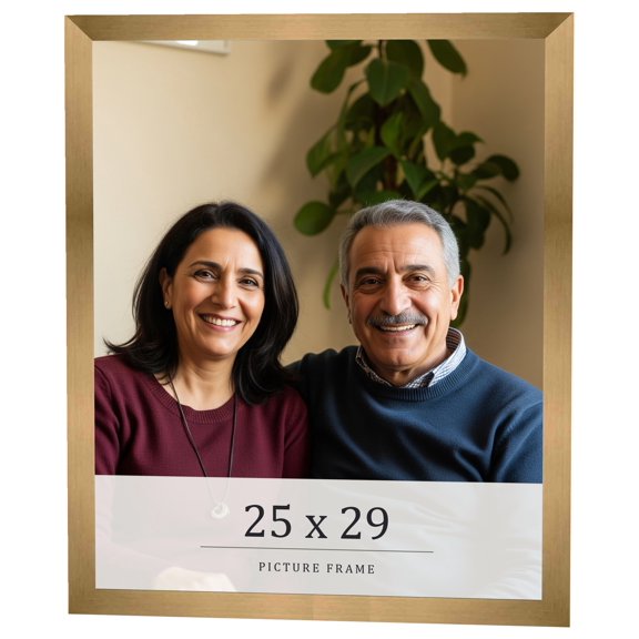 25x29 Frame Gold Bronze Solid Wood Picture Frame Width 0.75 Inches | Interior Frame Depth 0.5