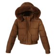 thumbnail image 3 of LIBRCLO Jackets for Women Winter Fashion Long Sleeve Zipper Puffer Jackets with Hood Workout Round-Neck Short Thick Warm Solid Color Comfort Jackets with Pockets, 3 of 4