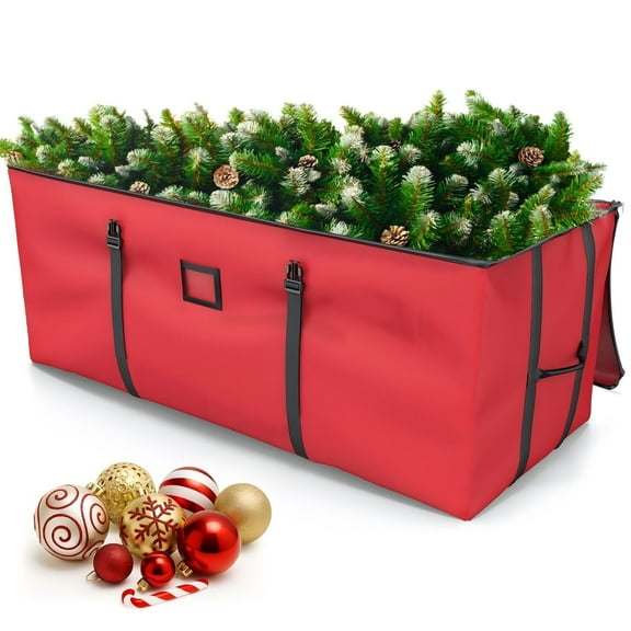 Christmas Tree Storage Bag, Waterproof Xmas Tree Storage Box Fits up to 9 ft Artificial Anti-Tear Heavy Duty 600D Oxford Cloth, Red