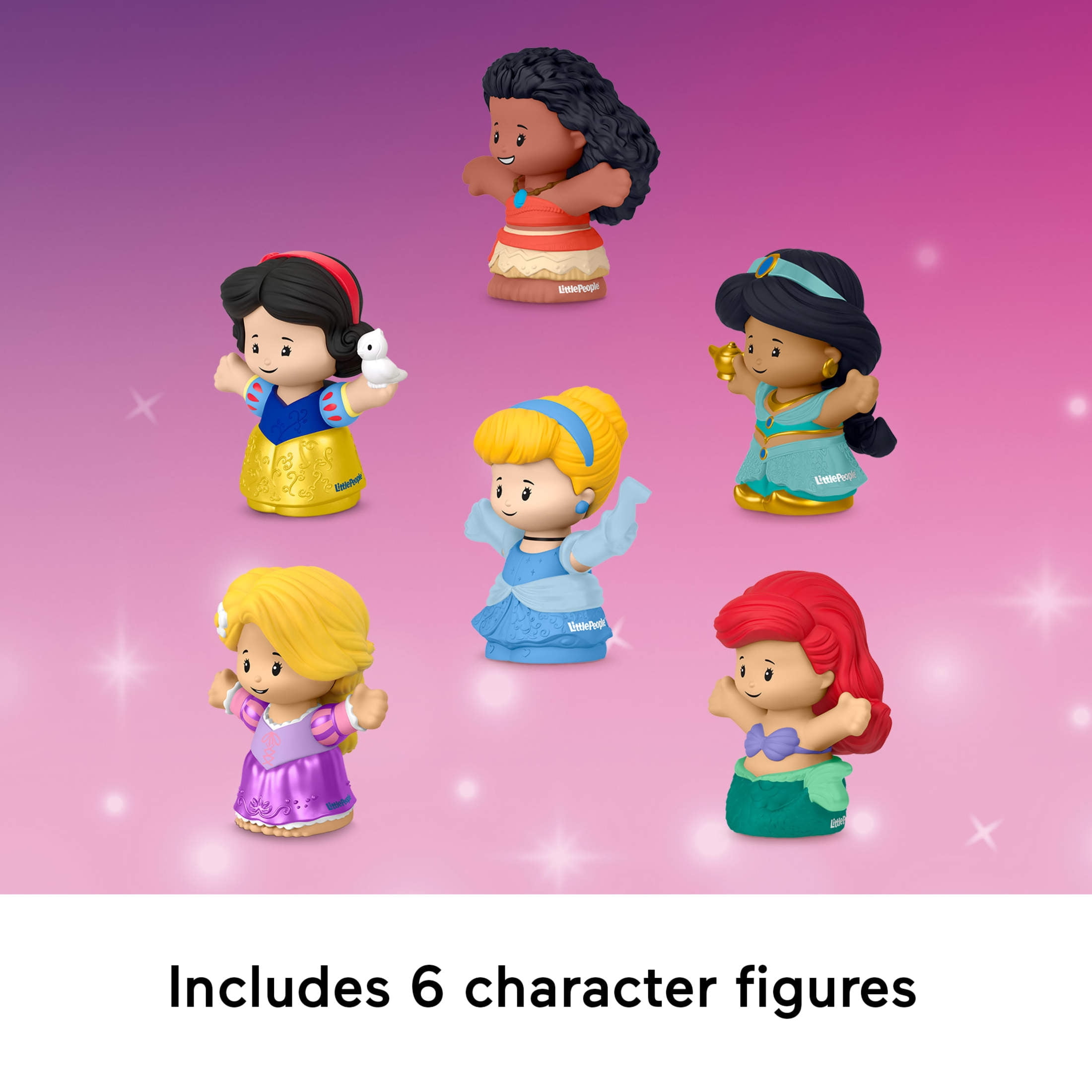 Fisher-Price Little People Disney Princess Figure Pack, 6 Characters for Toddlers & Kids