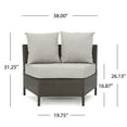 thumbnail image 2 of Adelina Wicker Outdoor Curved Loveseat Sectional with Cushions, Brown and Ceramic Gray, 2 of 8