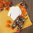 thumbnail image 4 of GYRATEDREAM My First Halloween Baby Boy Outfit Cutest Pumpkin Bodysuit Bowtie Bib Pants Hat Gentleman Fall Coming Home Outfit for 3-6 Months White, 4 of 8
