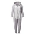thumbnail image 6 of MKOSPLRT Kids Bear Onesie Pajamas Plush Costume Cosplay Sleepwear Girl Fleece Pajamas Color Block Zip Up Hooded Fuzzy Jumpsuit Animal Onesie, 6 of 7