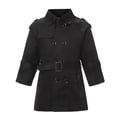 thumbnail image 3 of dazeni Girl's Lightweight Trench Coat Lapel Single Breasted Jacket Outwear with Pockets Fashion Fall Dress Coat School Uniform Jackets Black 3-4Years, 3 of 6
