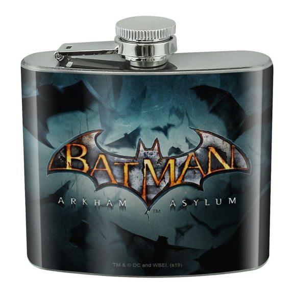 Batman Arkham Asylum Video Game Logo Stainless Steel 5oz Hip Drink Kidney Flask