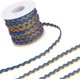 thumbnail image 1 of Cinta ondulada metálica de 17 m x 7 mm, bicolor, azul real y dorado. Cinta con flecos y ribete ondulado. Cinta trenzada con ribete de encaje en zigzag., 1 of 9
