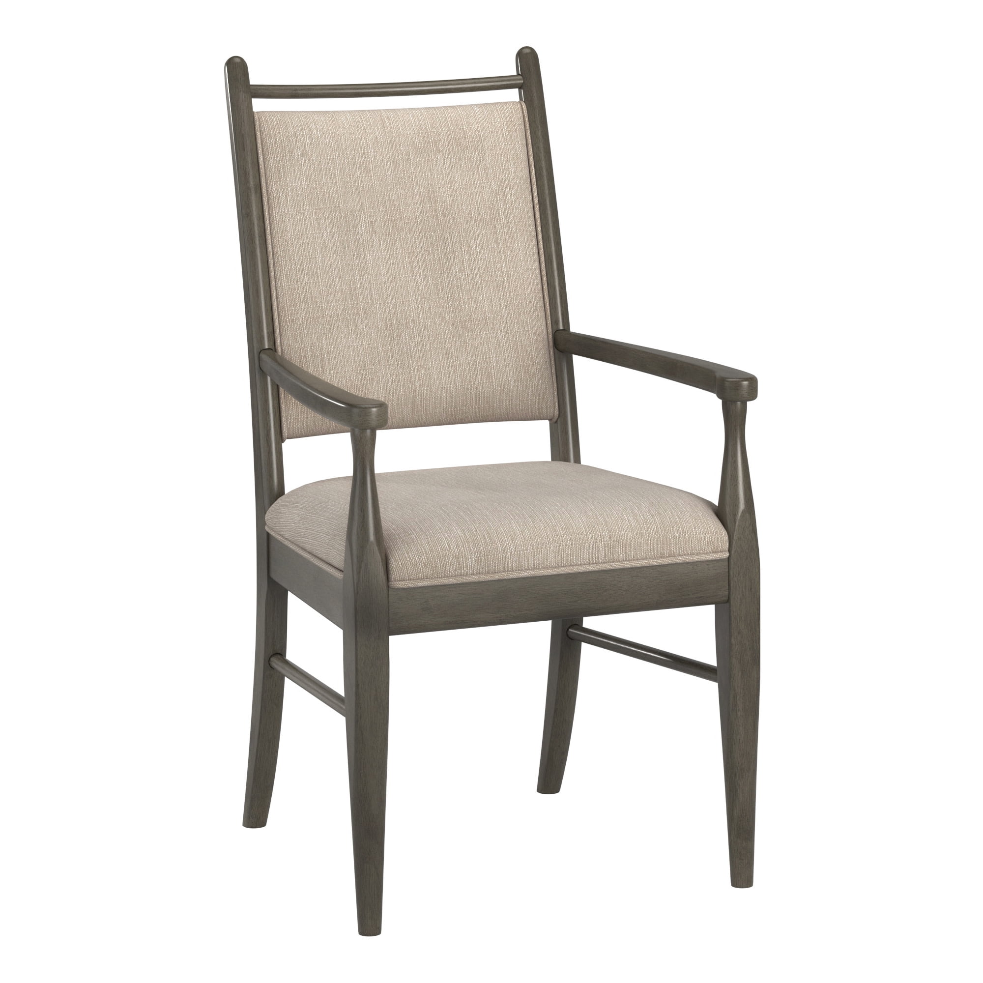 Weston Home Alta Wood Finish Beige Fabric Arm Chair, Set of 2, Gray