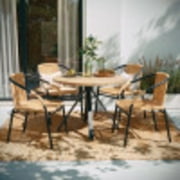 Flash Furniture Lila 4 Pack Beige Rattan Indoor-Outdoor Restaurant Stack Chair