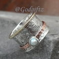 thumbnail image 2 of Sterling Silver Pearl Spinner Ring: Round Fidget Band, 2 of 9