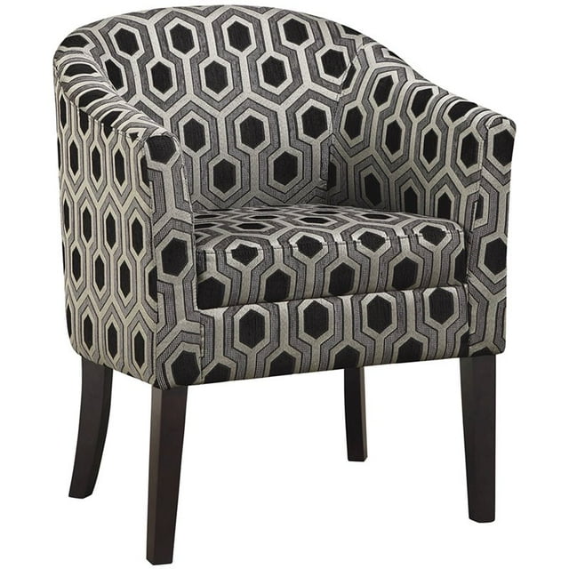 Pemberly Row Chaise d'Appoint à Dossier en Tonneau en Gris et Blanc