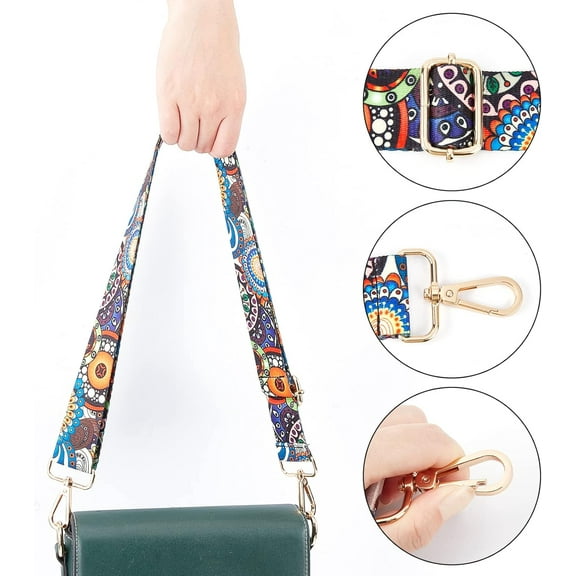 1set 2 styles Crossbody bag Strap Adjustable Purse Shoulder Strap Belt Replacement 72-130 cm Multicolor Guitar Strap Handbag Strap with golden Buckles for Shoulder bag Purse Making Supplies
