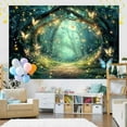 thumbnail image 2 of 5 x 3 ft Enchanted Forest Backdrop Spring Fairytale Forest Flower Wonderland Background, Glitter Butterfly Princess Magic Theme Banner Portraits Photo Props Party Decor, 2 of 6
