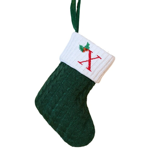 Grrvtrz Christmas Embroidered Letter Socks Christmas Tree Pendant Knitted Red Green White Christmas Socks,Decoration Supplies,Home Decor