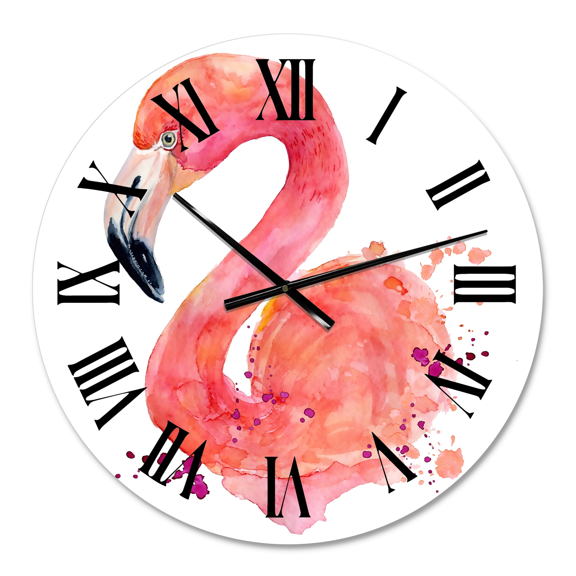 Designart 'Portrait Of Pink Flamingo I' Farmhouse Wall Clock