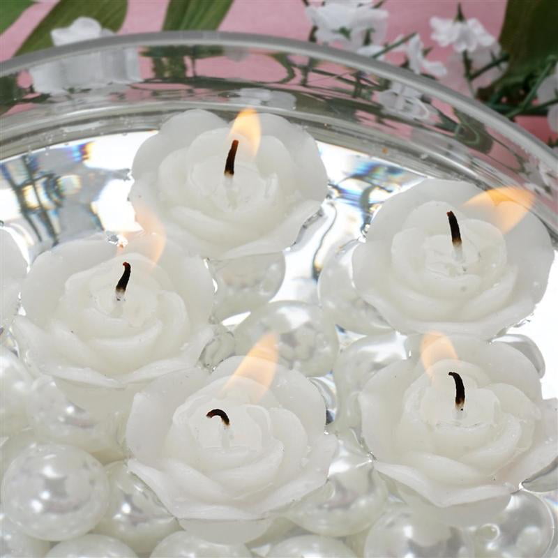 Mega Candles White Scented Floating Flower Candles Set of 30 