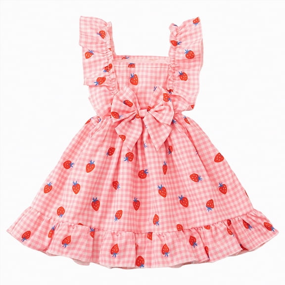 mgoYE Toddler Girl Dress Ruffle Sleeve Bowknot Dress Floral Dresses with Bow for Play Party Birthday Casual 2-6t(Pink,5-6 Years)