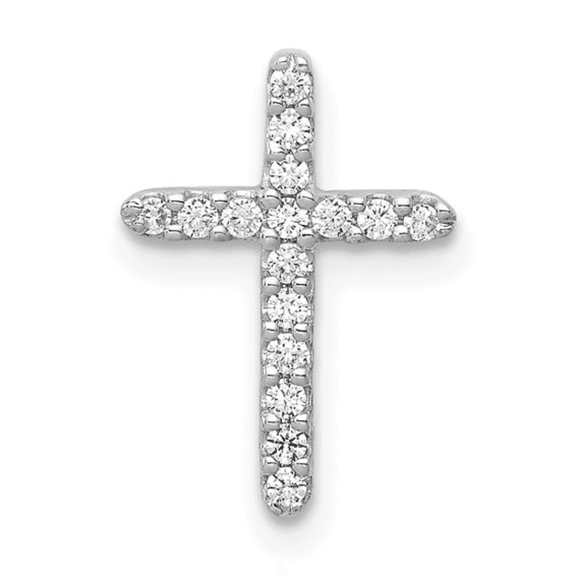 Fine Color Jewels Diamond Cross Pendant 14K White Gold Lab Grown 0.128 Carat For Women’s