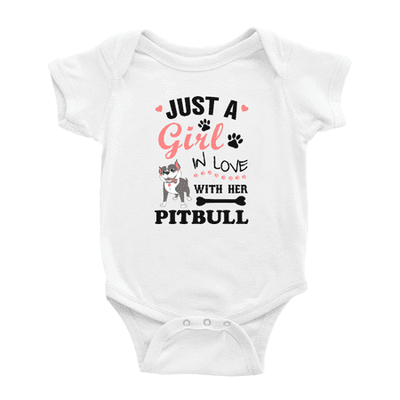 

Just A Girl in Love with Her Pit Bull Lover Funny Infant Clothes For Baby Girl