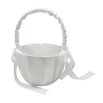Flower Girl Basket Wedding Basket with Bowknot Handle Design Romantic Flower Girl Baskets for Wedding