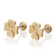 thumbnail image 4 of Aretes de oro 14k GIALLO Broquel Trébol de oro amarillo brillante con circonia, 4 of 5