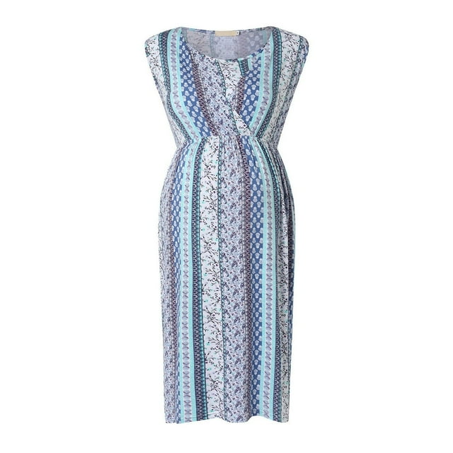Robe d'Allaitement Sans Manches à Imprimés Floraux pour Femmes Enceintes, Robe de Nuit pour Bébé, Chemise de Nuit