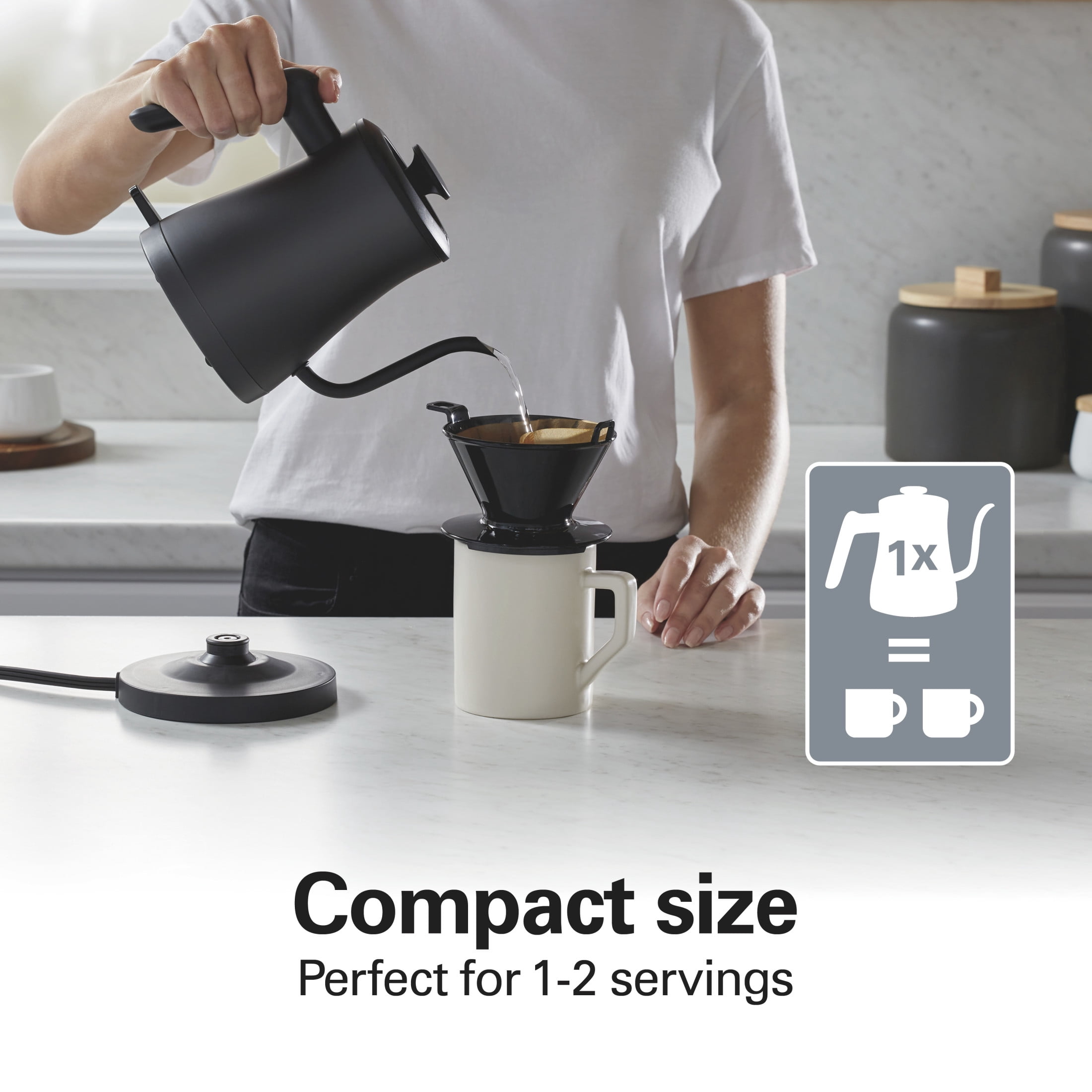 Hamilton Beach Compact Gooseneck Electric Kettle, Tea & Water Kettle, 0.6L (20 oz)