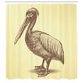 thumbnail image 3 of Vintage Yellow Shower Curtain, Hand Sketch Style Pelican Bird Wildlife Inspired Animal Artwork, Fabric Bathroom Set with Hooks, 69W X 84L Inches Extra Long, Pale Yellow Brown, by Ambesonne, 3 of 3