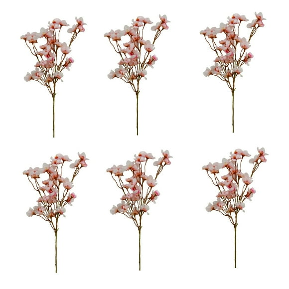 Artificial Cherry Blossom Flower Branches, 15.7in Height Fake Silk Cherry Blossom Tree Stems Faux Cherry Flowers for Home Wedding Table Centerpieces Vase DIY Decor, set of 6(Pink,15.7x3")