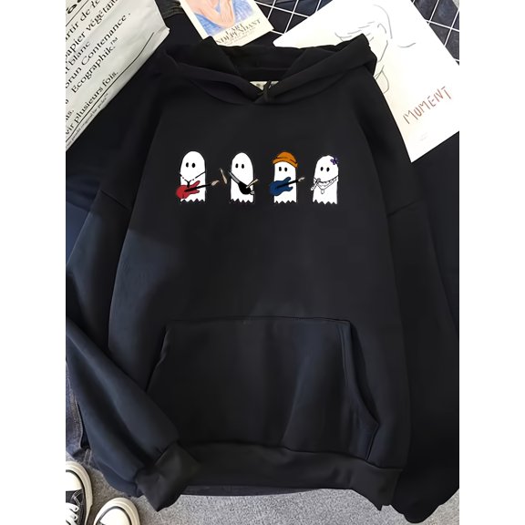 Trendy Julie And Phantom Pattern Hoodie for Women, Cute Autumn And Winter Streetwear, Fun Unisex Sweatshirt, Y2K Women'S Top