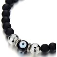 thumbnail image 2 of Pulsera Hombre Mujer Cojín Abalorios Negros con Cristal Estilo Murano, 2 of 5