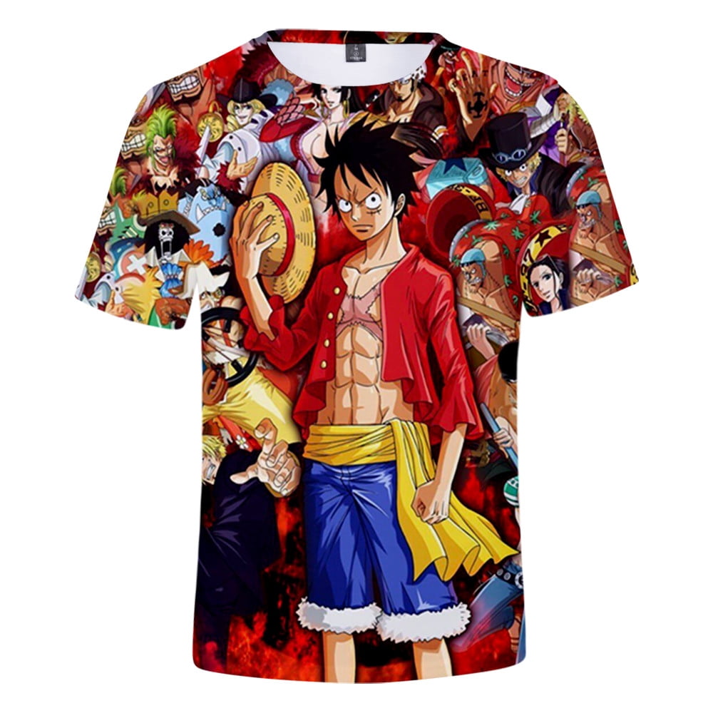 2023 Boys T Shirt Anime One Piece Luffy Clothing Short Shirts Zoro Cartoon  Kids Tshirts Children Tops Baby Girls summer Clothes