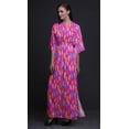 thumbnail image 3 of Bimba Robe Longue Imprimée à Taille Smockée en Rayonne Colorée avec Plumes Fente Latérale pour Femme-TTTG, 3 of 6
